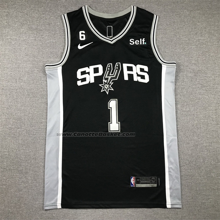 Maglia San Antonio Spurs Victor Wembanyama #1 Icon 2022-23 Nero